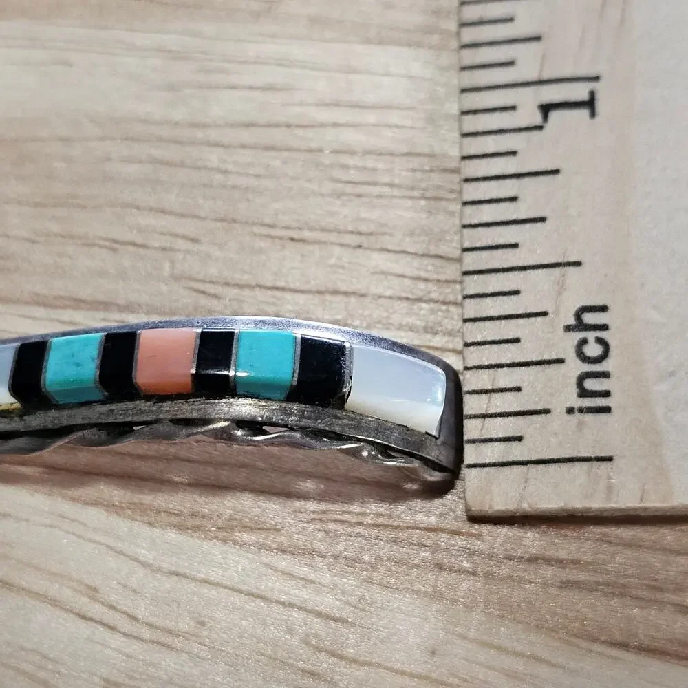 Martin & Esther Panteah Single Earring - Sterling & Turquoise, Coral, Onyx & Mop
